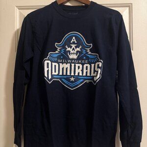Milwaukee Admirals Unisex Long Sleeve Navy Blue Tee - Size S